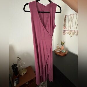 GAP Rose Color Super-soft Wrap Midi Dress